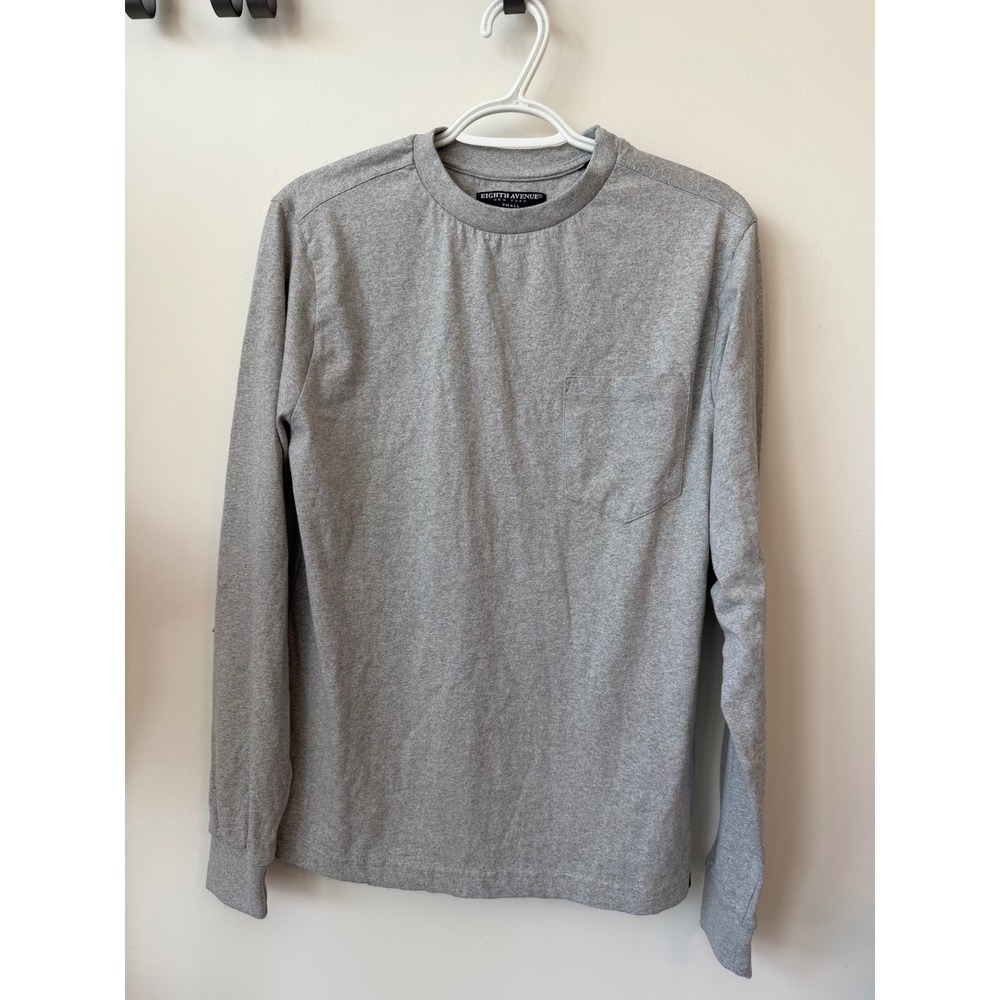 Eighth Avenue New York Mens Heather Gray Long Sleeve Pocket T-Shirt Small